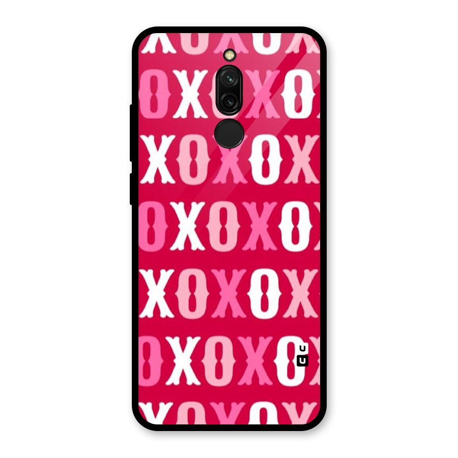 Pink White Xoxo Glass Back Case for Redmi 8