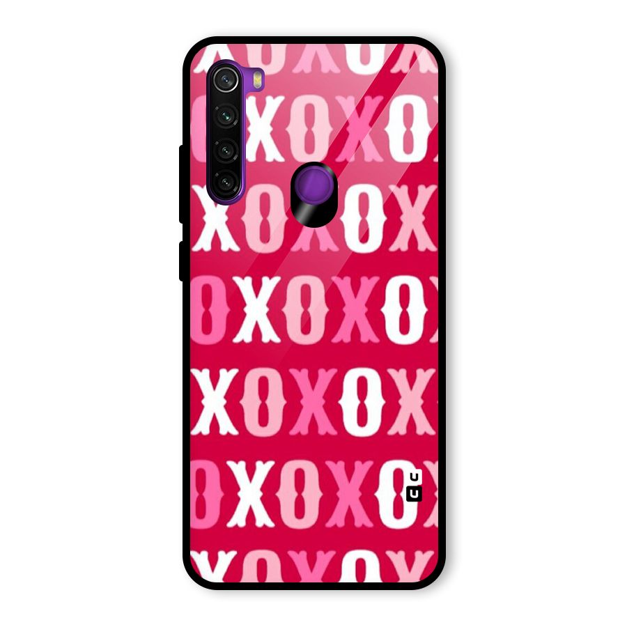 Pink White Xoxo Glass Back Case for Redmi Note 8