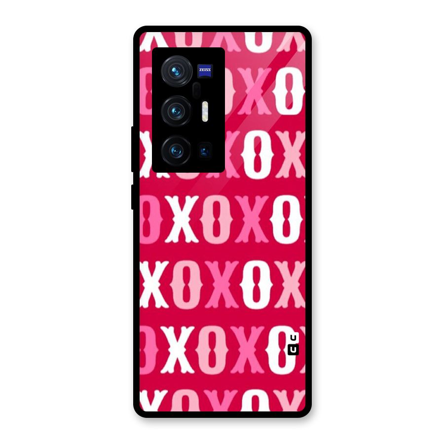 Pink White Xoxo Glass Back Case for Vivo X70 Pro Plus