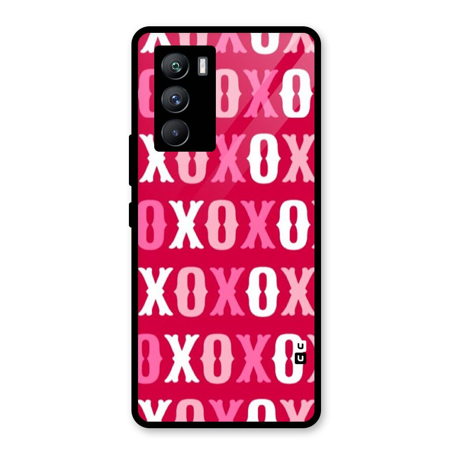 Pink White Xoxo Glass Back Case for Vivo iQOO 9 SE
