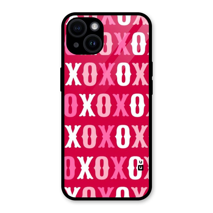 Pink White Xoxo Glass Back Case for iPhone 14
