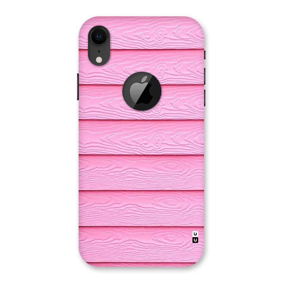 Pink Wood Back Case for iPhone XR Logo Cut