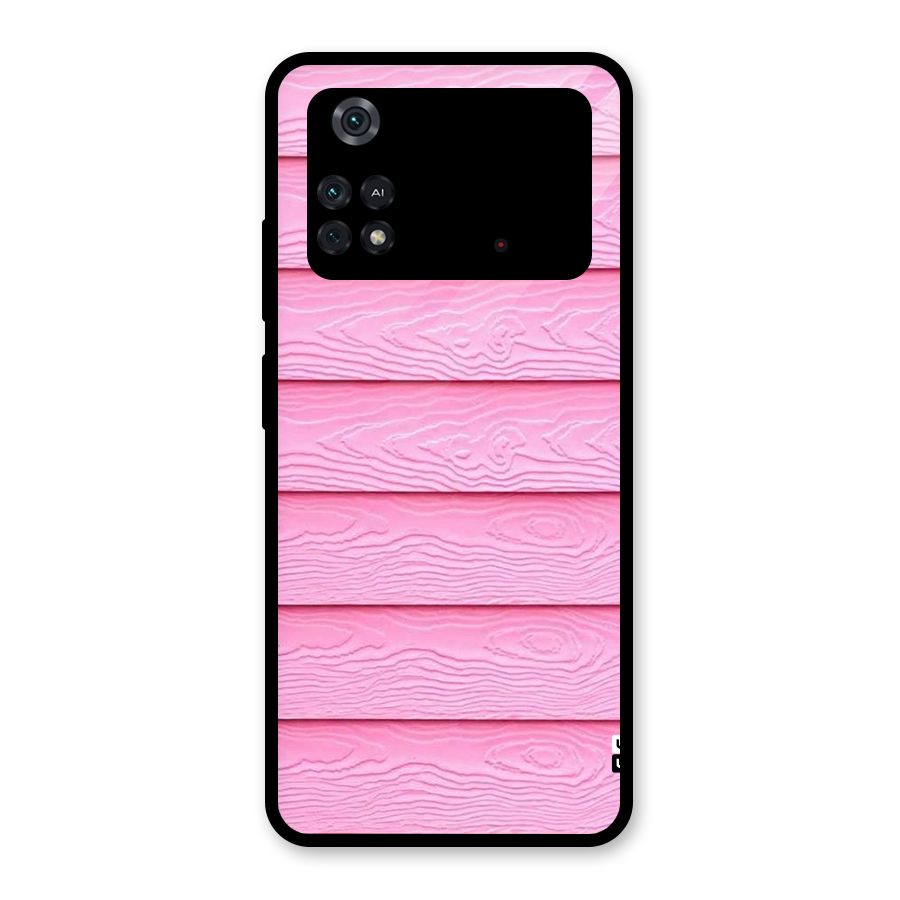 Pink Wood Glass Back Case for Poco M4 Pro 4G