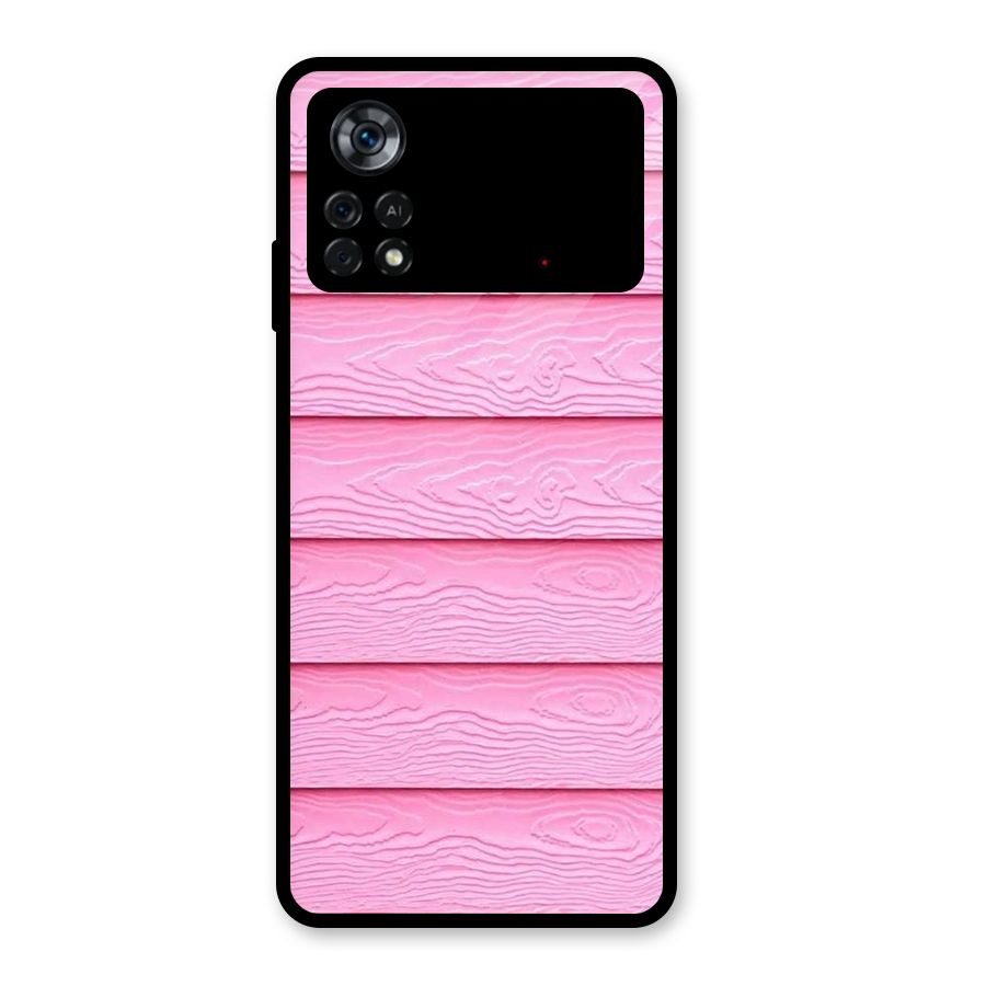 Pink Wood Glass Back Case for Poco X4 Pro 5G