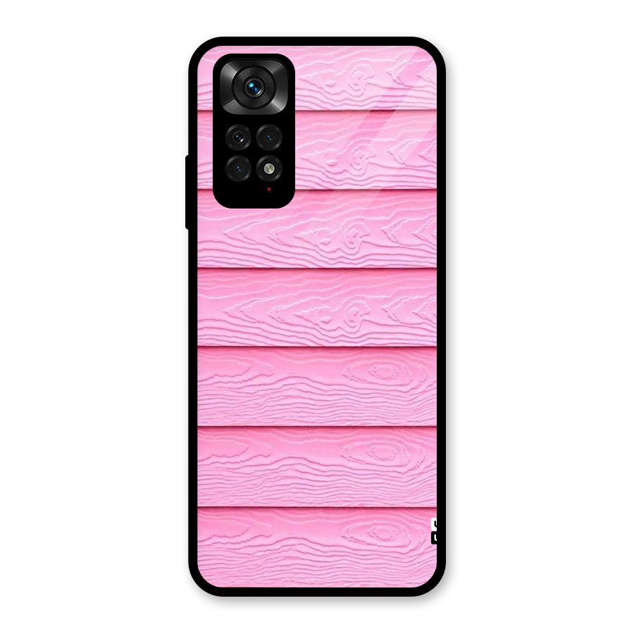 Pink Wood Glass Back Case for Redmi Note 11