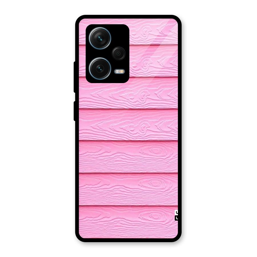 Pink Wood Glass Back Case for Redmi Note 12 Pro Plus 5G