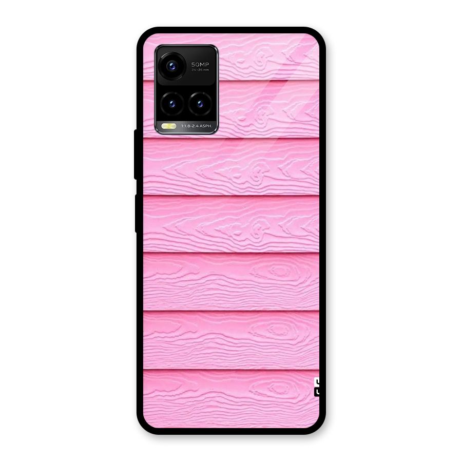Pink Wood Glass Back Case for Vivo Y21T