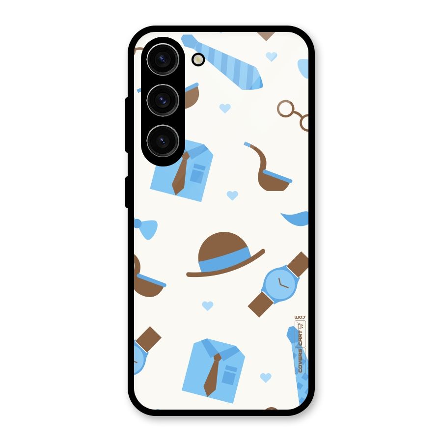 Pipe Hat Watch Pattern Glass Back Case for Galaxy S23