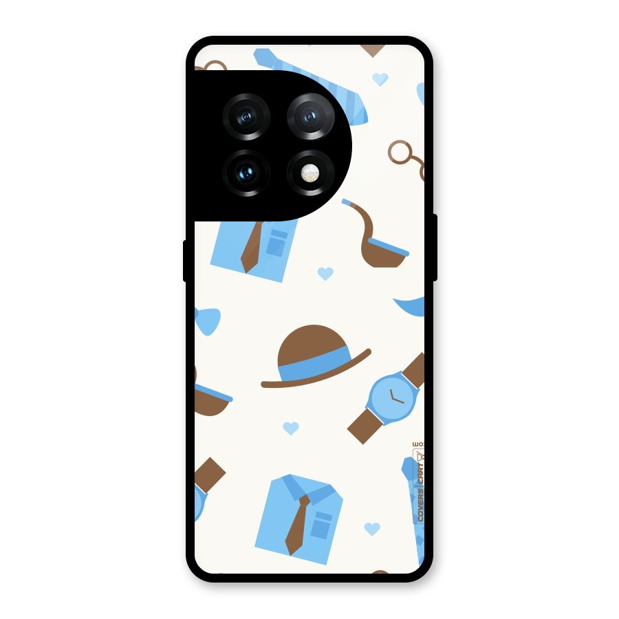 Pipe Hat Watch Pattern Glass Back Case for OnePlus 11