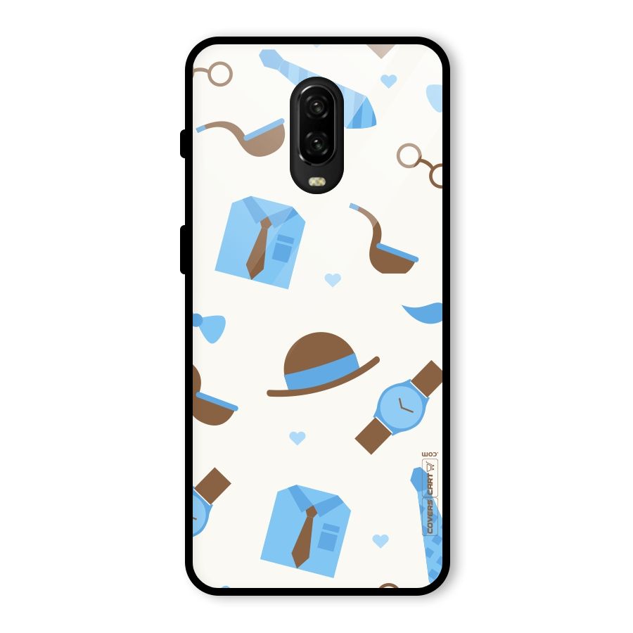 Pipe Hat Watch Pattern Glass Back Case for OnePlus 6T