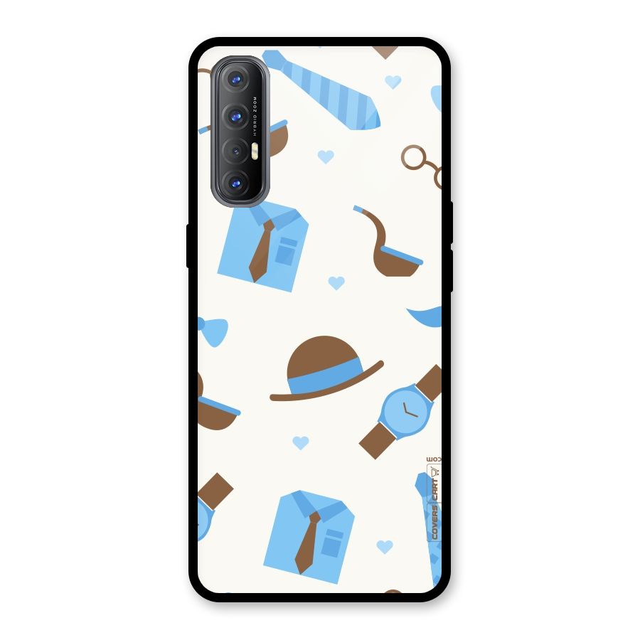 Pipe Hat Watch Pattern Glass Back Case for Oppo Reno3 Pro