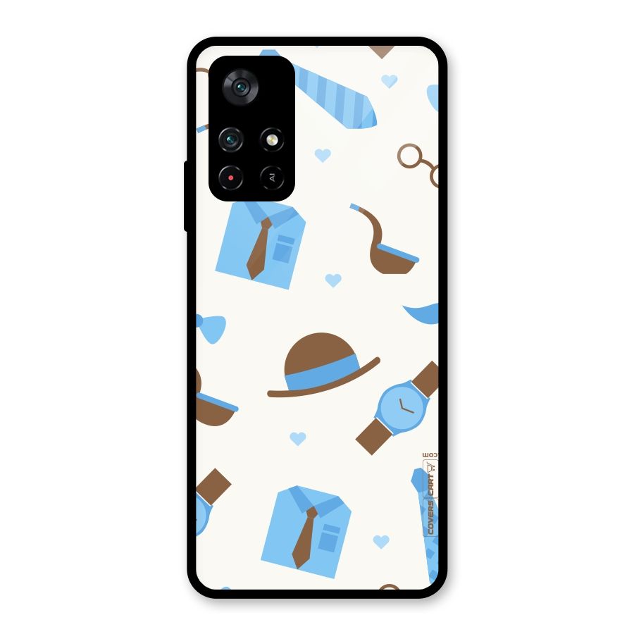 Pipe Hat Watch Pattern Glass Back Case for Poco M4 Pro 5G