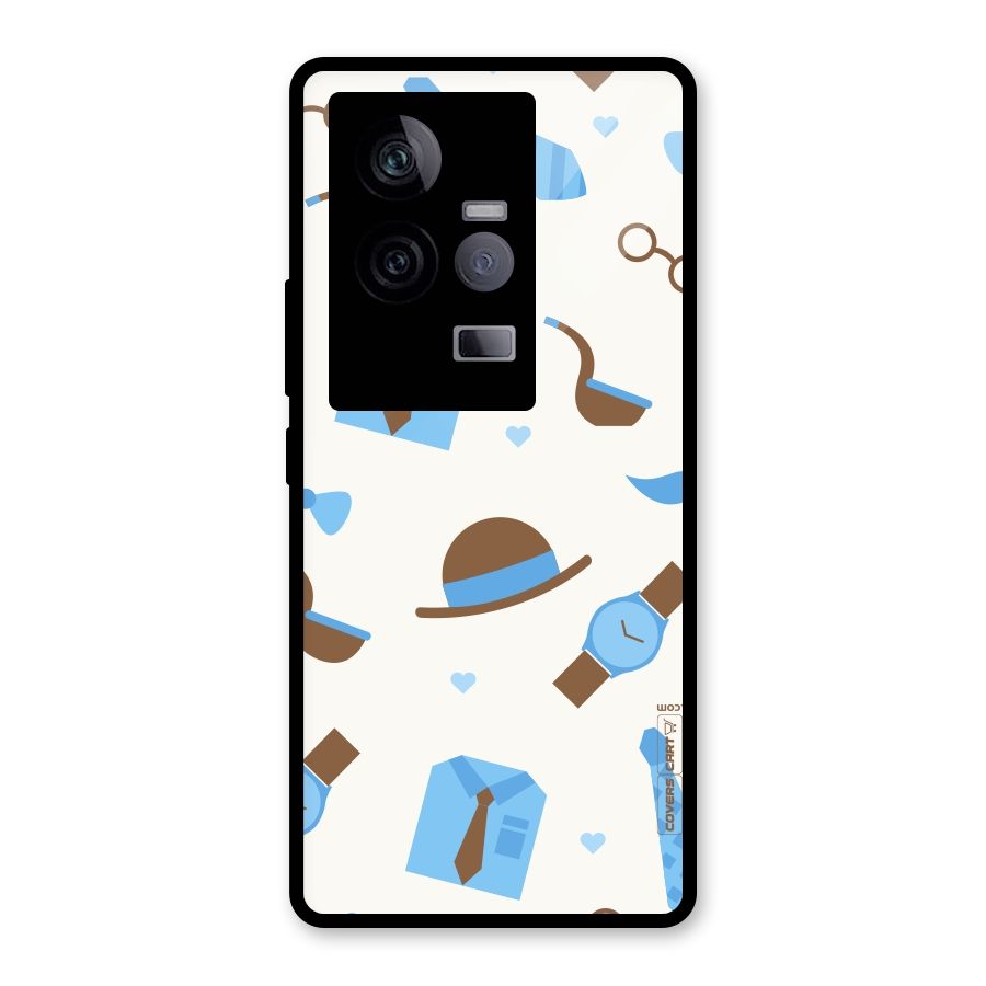 Pipe Hat Watch Pattern Glass Back Case for Vivo iQOO 11 5G