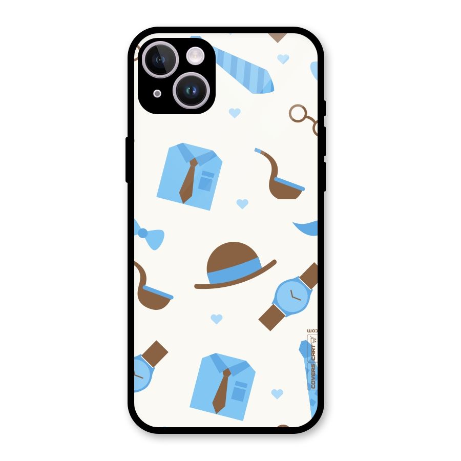 Pipe Hat Watch Pattern Glass Back Case for iPhone 14 Plus