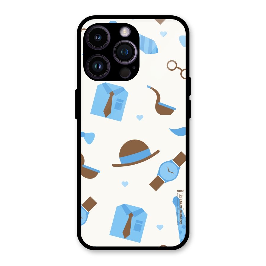 Pipe Hat Watch Pattern Glass Back Case for iPhone 14 Pro Max