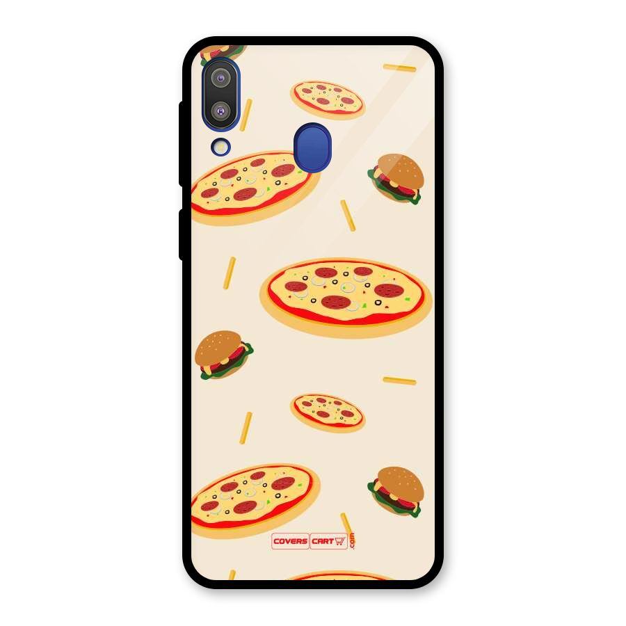 Pizza and Burger Love Glass Back Case for Galaxy M20
