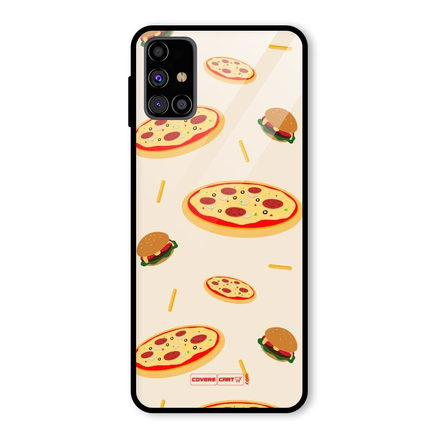 Pizza and Burger Love Glass Back Case for Galaxy M31s