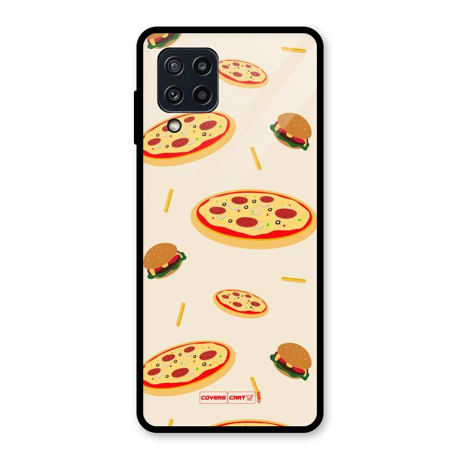 Pizza and Burger Love Glass Back Case for Galaxy M32