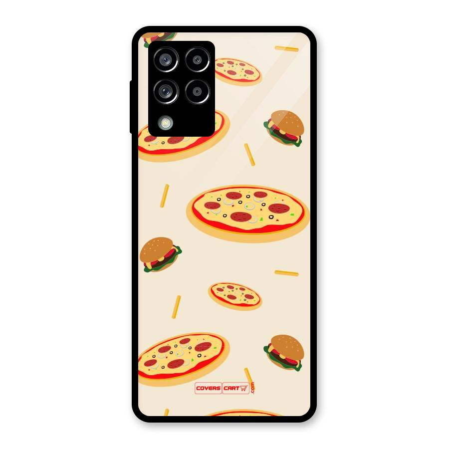 Pizza and Burger Love Glass Back Case for Galaxy M53 5G