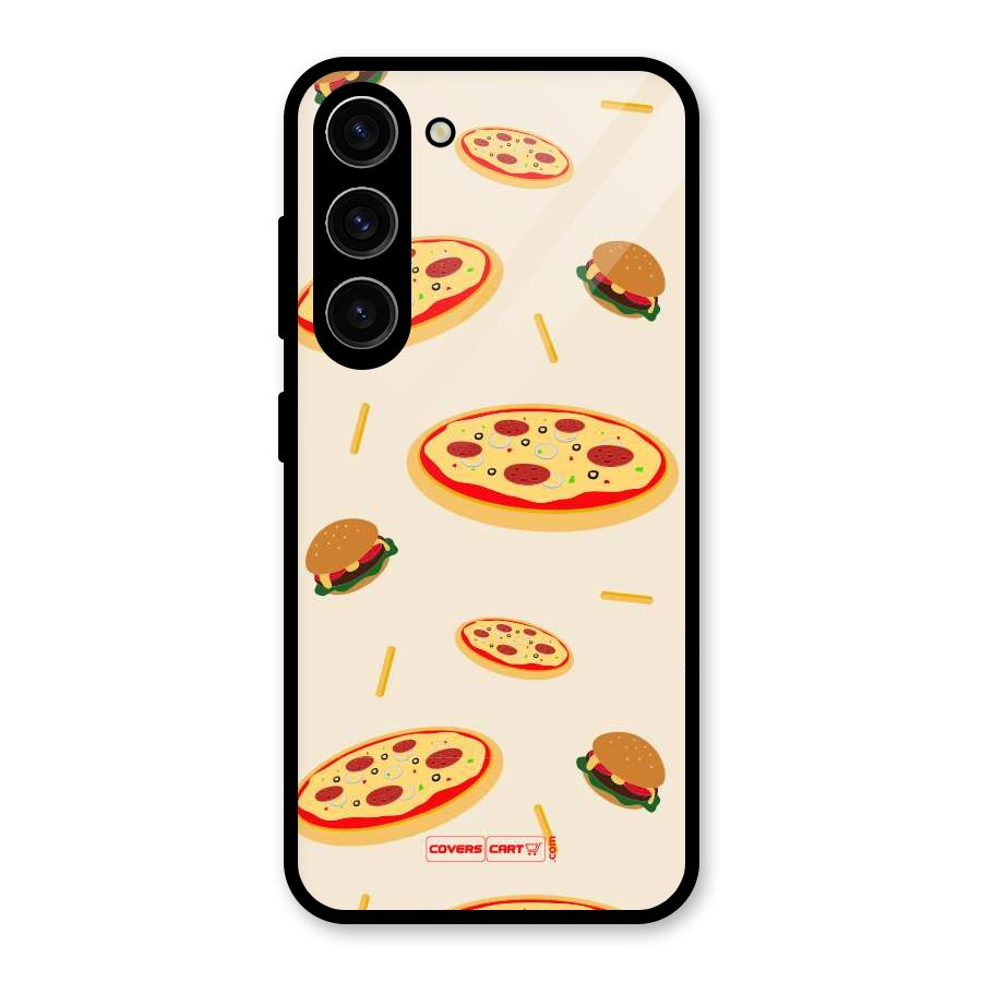 Pizza and Burger Love Glass Back Case for Galaxy S23