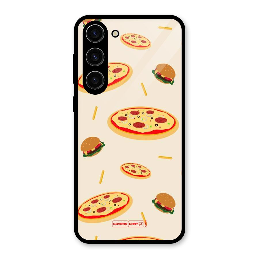 Pizza and Burger Love Glass Back Case for Galaxy S23 Plus
