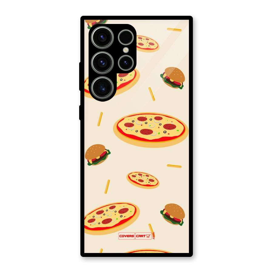 Pizza and Burger Love Glass Back Case for Galaxy S23 Ultra