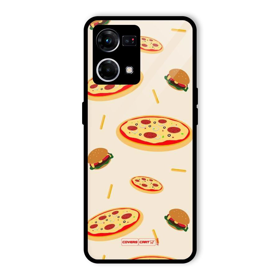Pizza and Burger Love Glass Back Case for Oppo F21 Pro 5G