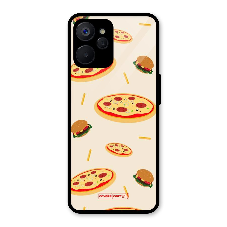 Pizza and Burger Love Glass Back Case for Realme 9i 5G