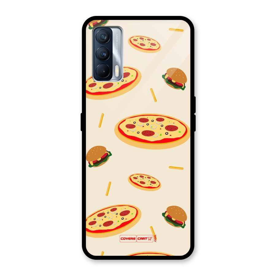 Pizza and Burger Love Glass Back Case for Realme X7
