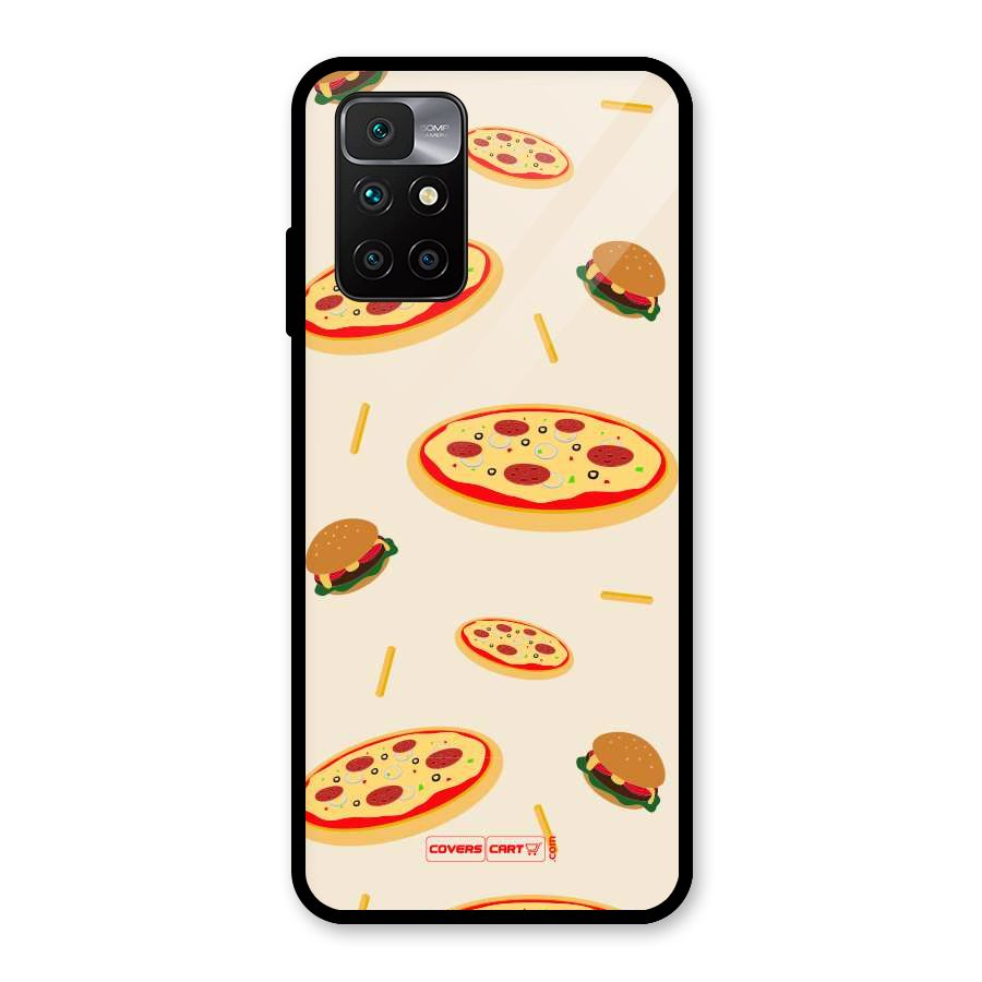 Pizza and Burger Love Glass Back Case for Redmi 10 Prime