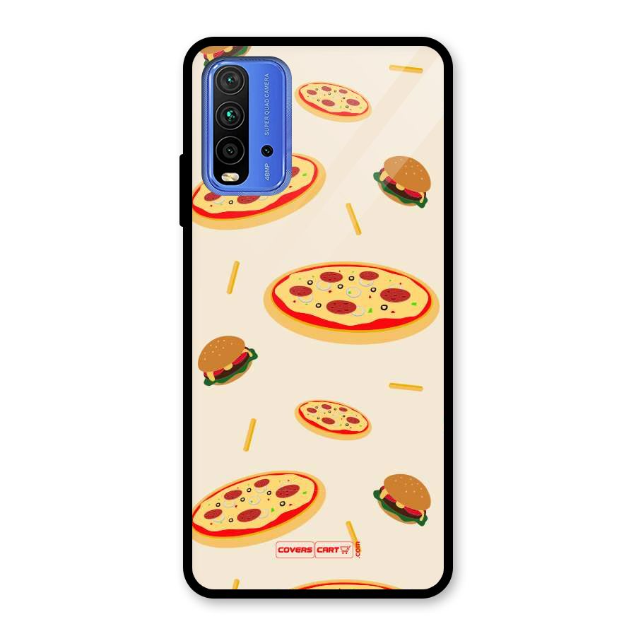 Pizza and Burger Love Glass Back Case for Redmi 9 Power