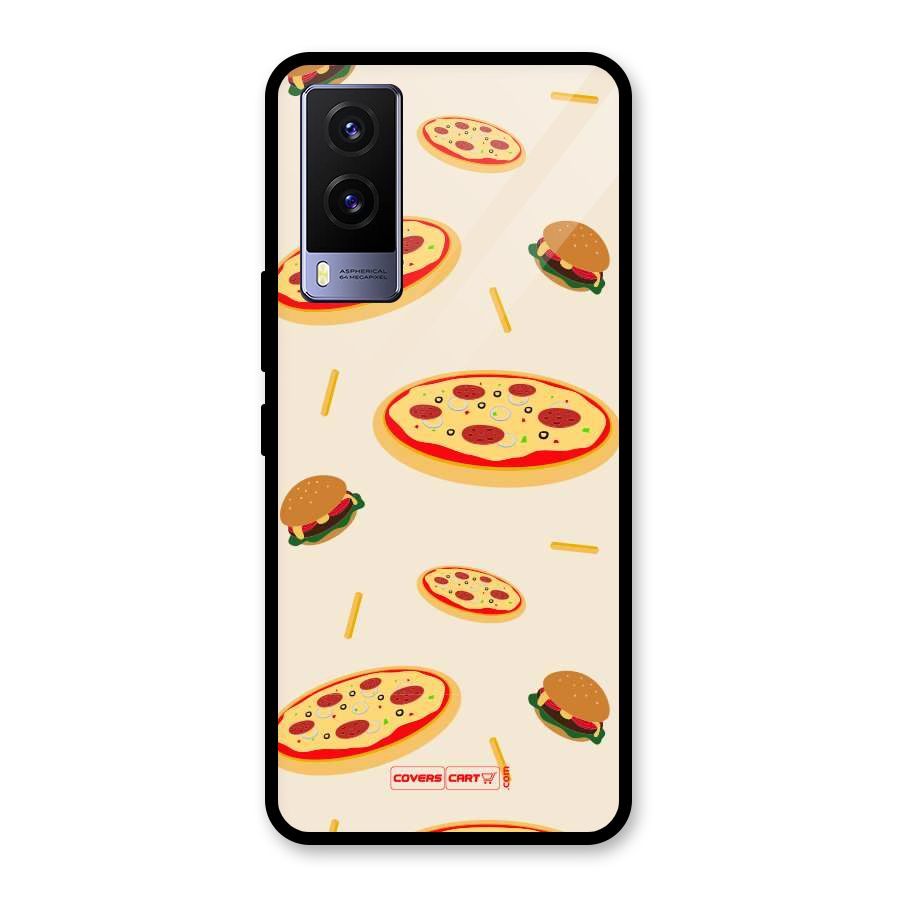 Pizza and Burger Love Glass Back Case for Vivo V21e 5G