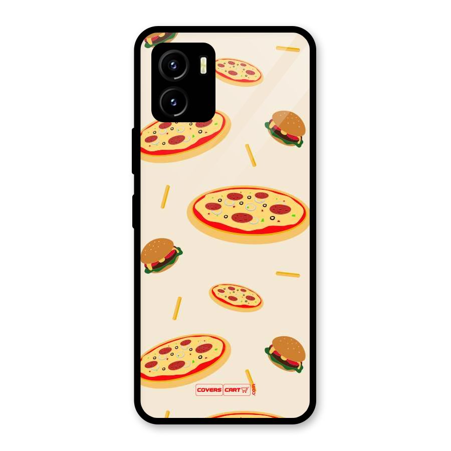 Pizza and Burger Love Glass Back Case for Vivo Y15s