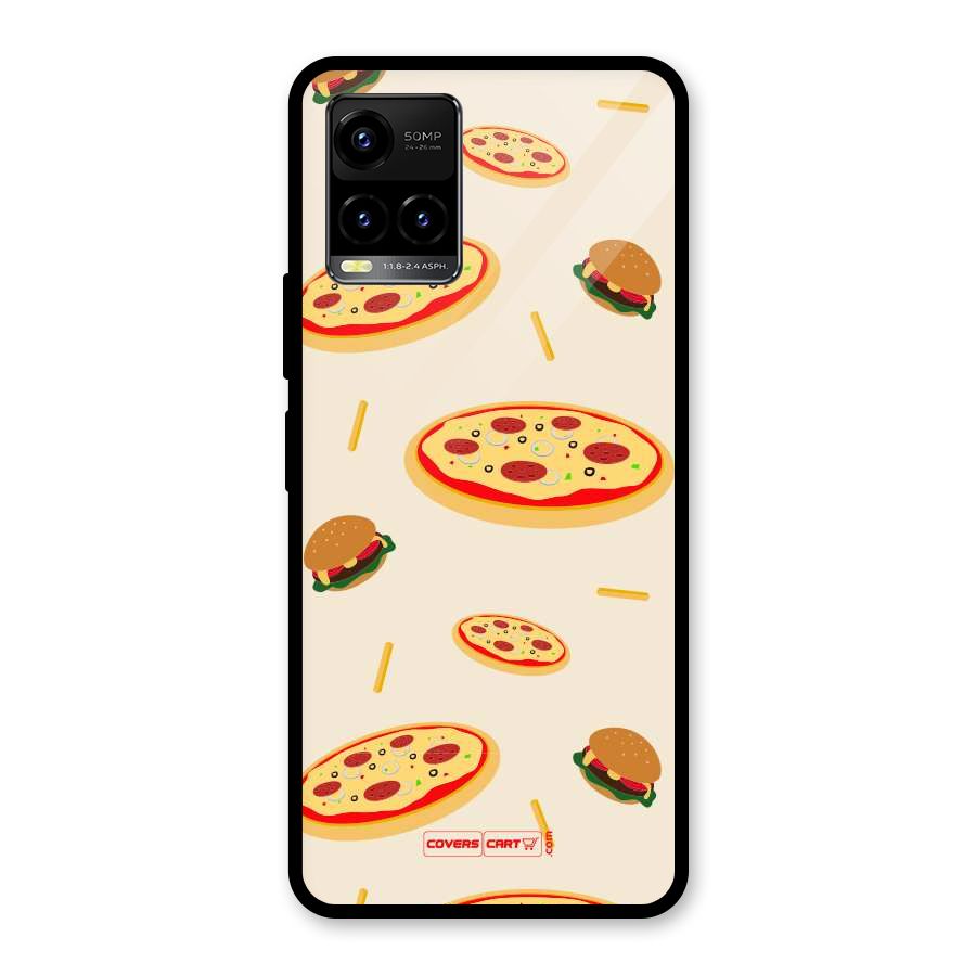 Pizza and Burger Love Glass Back Case for Vivo Y21T
