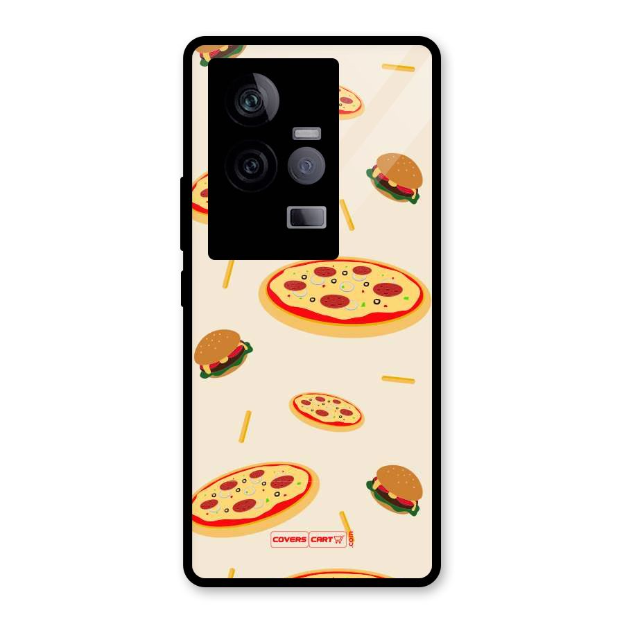 Pizza and Burger Love Glass Back Case for Vivo iQOO 11 5G