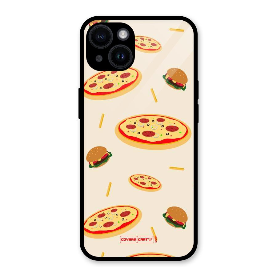 Pizza and Burger Love Glass Back Case for iPhone 14