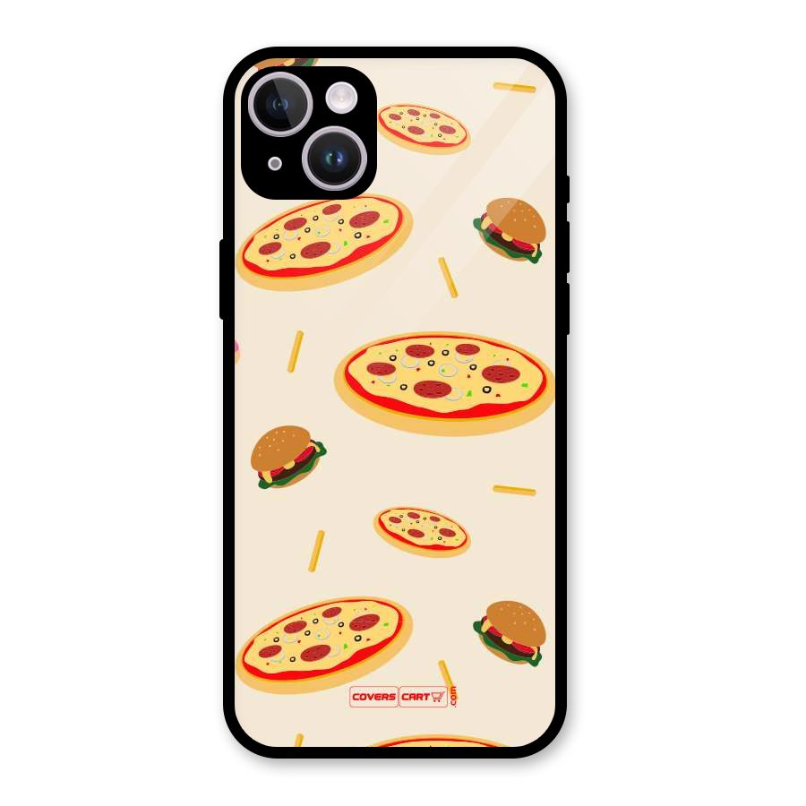 Pizza and Burger Love Glass Back Case for iPhone 14 Plus