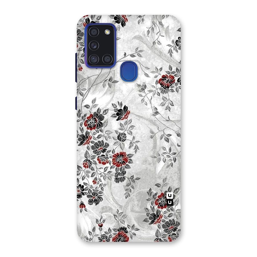 Pleasing Grey Floral Back Case for Galaxy A21s