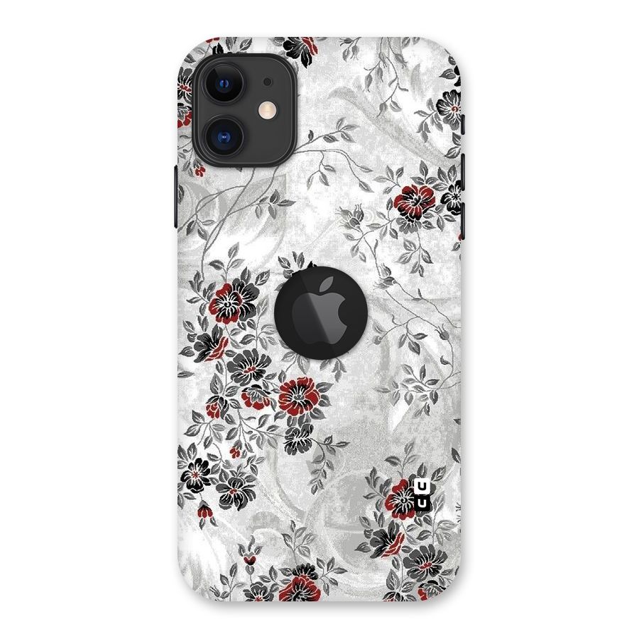 Pleasing Grey Floral Back Case for iPhone 11 Logo Cut
