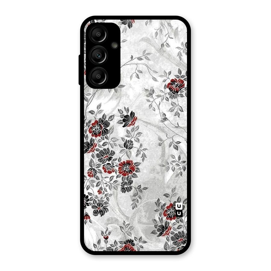 Pleasing Grey Floral Glass Back Case for Galaxy A14 5G