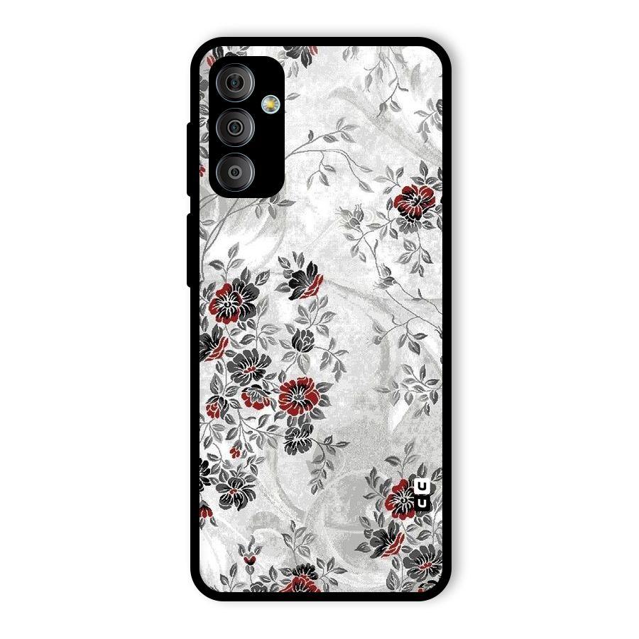 Pleasing Grey Floral Glass Back Case for Galaxy F23
