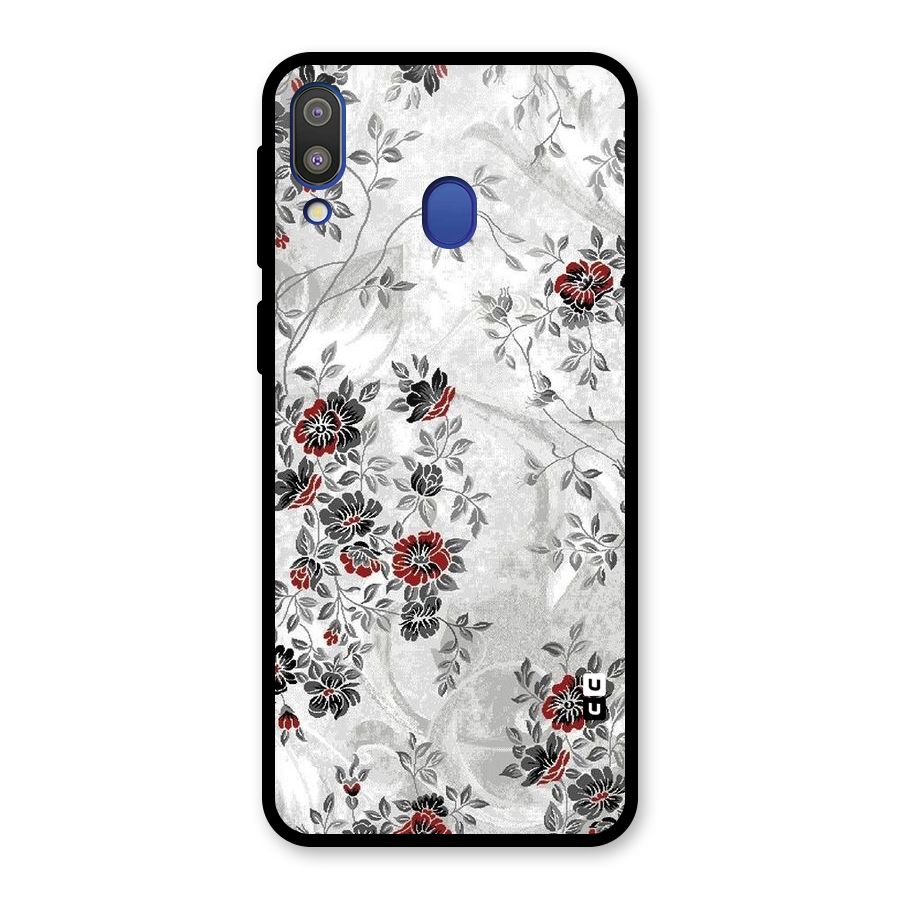 Pleasing Grey Floral Glass Back Case for Galaxy M20