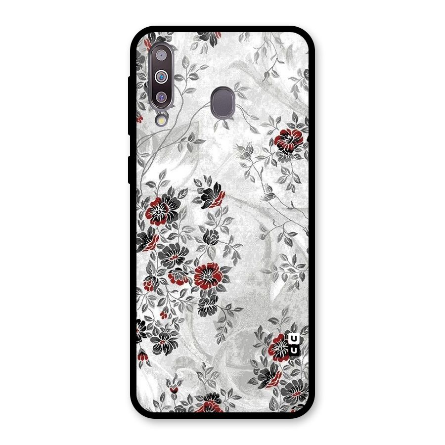 Pleasing Grey Floral Glass Back Case for Galaxy M30
