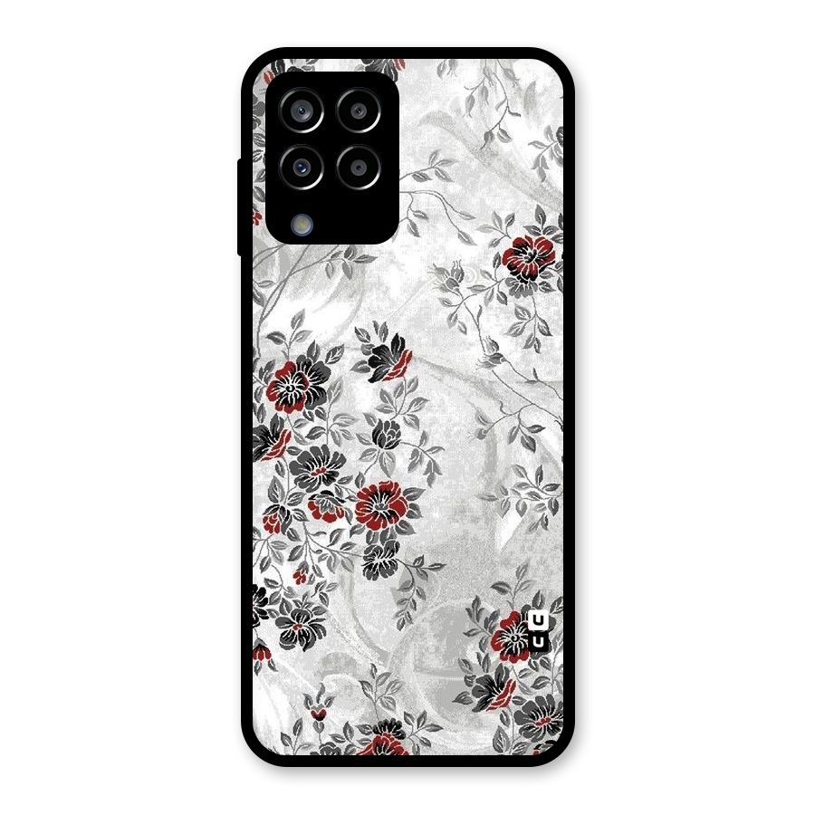Pleasing Grey Floral Glass Back Case for Galaxy M33