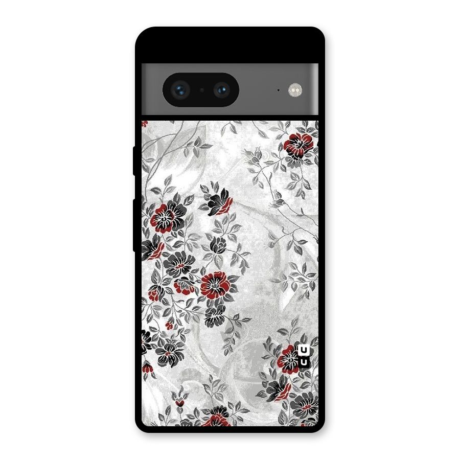 Pleasing Grey Floral Glass Back Case for Google Pixel 7