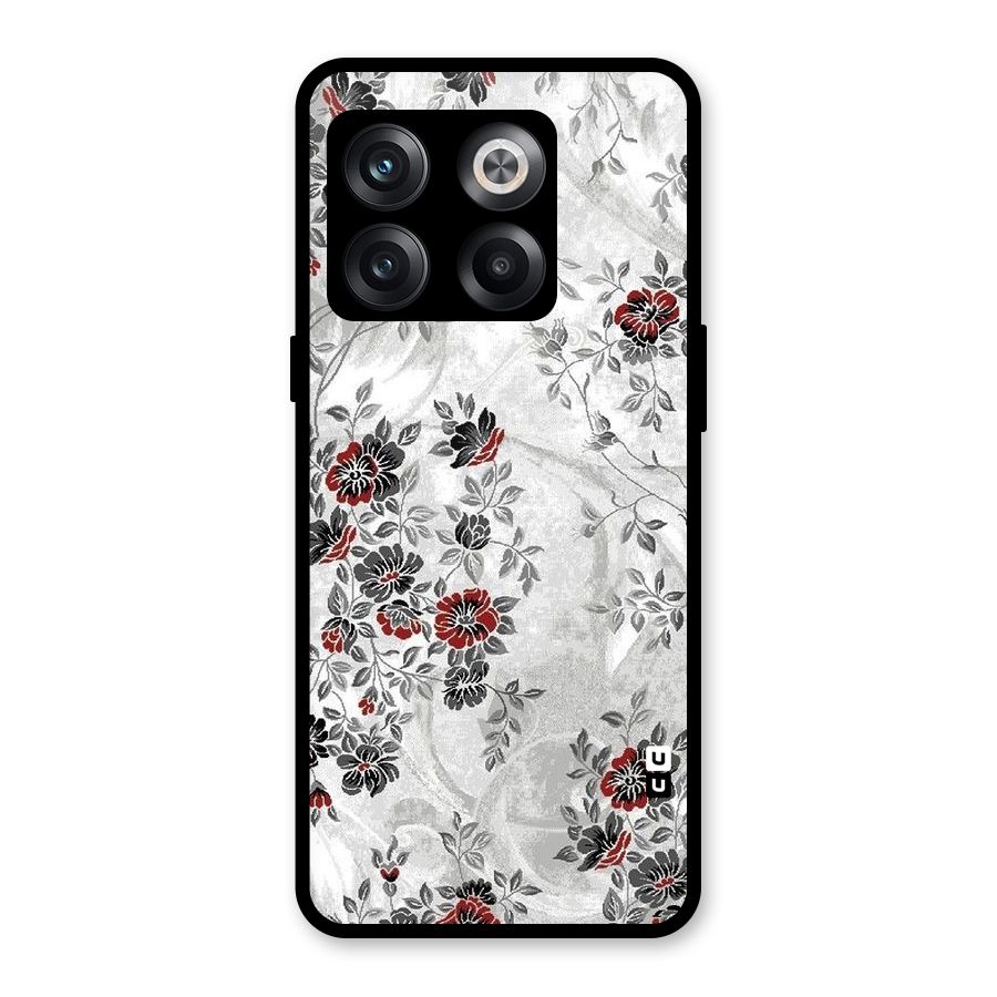 Pleasing Grey Floral Glass Back Case for OnePlus 10T