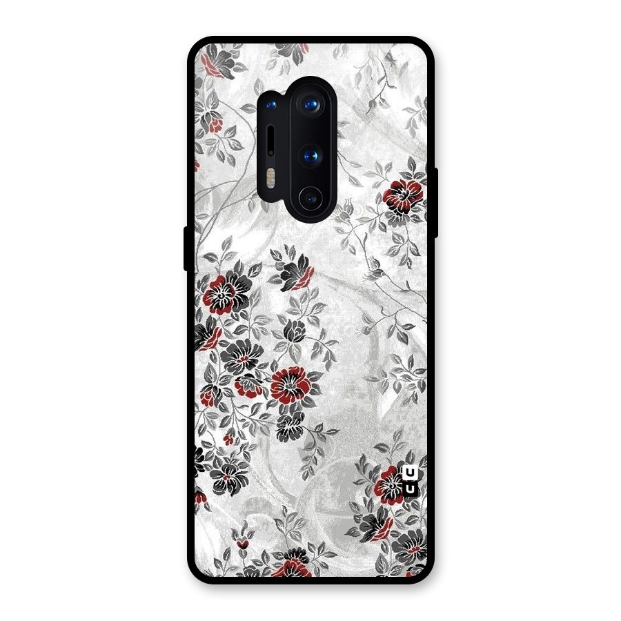 Pleasing Grey Floral Glass Back Case for OnePlus 8 Pro