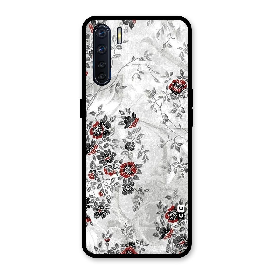 Pleasing Grey Floral Glass Back Case for Oppo F15