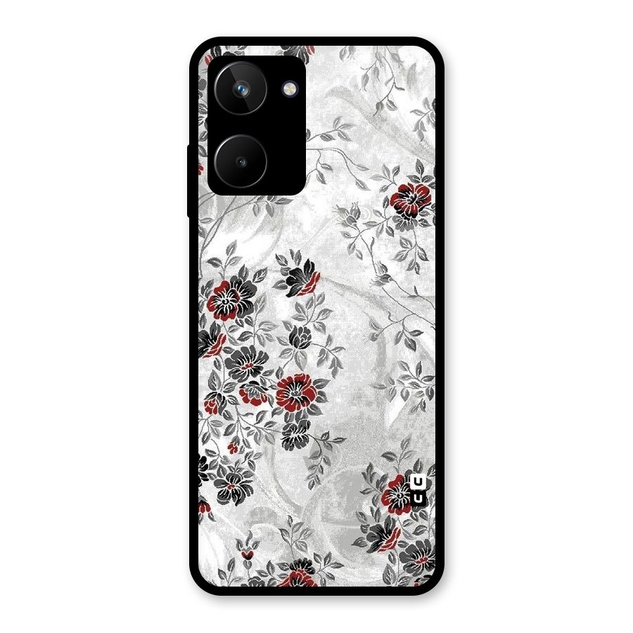 Pleasing Grey Floral Glass Back Case for Realme 10