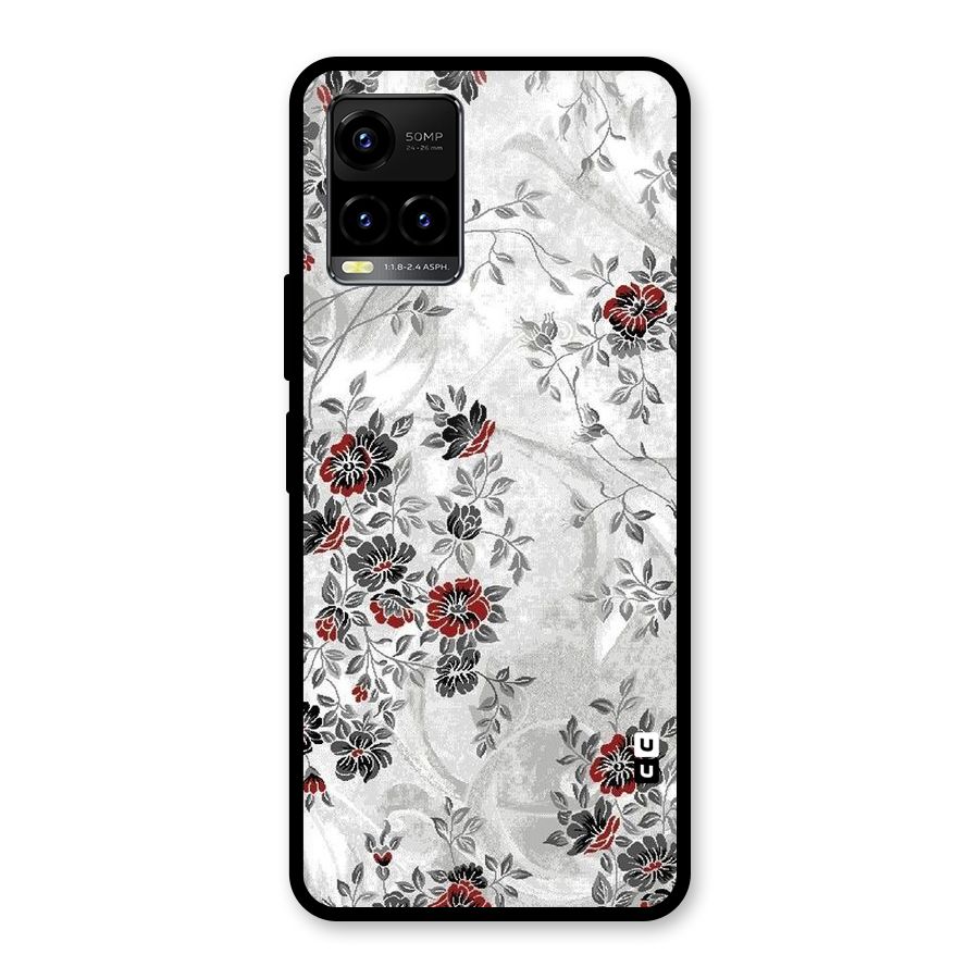 Pleasing Grey Floral Glass Back Case for Vivo Y21T